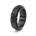 Zwarte titanium stalen spinnerring met draak schubben patroon voor mannen - US 6 / Zwart