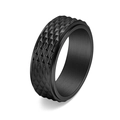 Anello spinner da uomo in acciaio nero opaco con texture a diamante a piramide - US 6 / Nero