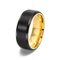 Detail of two-tone rotating ring showing black brushed surface and gold inner edge - US 6 / Black+Gold