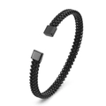 Dettaglio del bracciale aperto in maglia di acciaio inossidabile nero con punte quadrate - 6mm / Nero