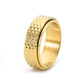 Dettaglio dell'anello girevole dorato con trame geometriche a diamante in acciaio - US 6 / Oro