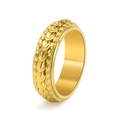 Draaibare drakenschubben ring voor heren van goudkleurig titaanstaal met reliëf - US 6 / Goud