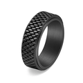 Schwarzer drehbarer Titanstahlring für Herren mit strukturiertem Drachenschuppen-Design - US 6 / Schwarz