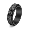 Roterende zwarte roestvrijstalen ring met steentextuurpatroon voor heren en dames - US 5 / Zwart