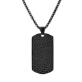 Ανδρικό μενταγιόν dog tag από μαύρο ματ ατσάλι τιτανίου με χειροποίητη σφυρήλατη υφή - Μόνο μενταγιόν / Μαύρο