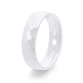 Minimalist white ceramic ring featuring a geometric faceted diamond cut design for men - US 6 / White