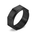 Bague rotative octogonale noire mate pour homme en acier titane brossé durable - US 6 / Noir