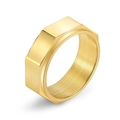 Bague rotative octogonale dorée 18k avec design industriel de type écrou hexagonal - US 6 / Doré