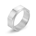 Bague rotative octogonale en acier titane pour homme avec design écrou hexagonal poli - US 6 / Argenté
