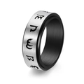 Anillo giratorio para hombre de acero inoxidable con símbolos grabados y acabado cepillado - US 6 / Negro