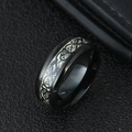 Anello luminoso motivo drago in acciaio inossidabile nero con nodo celtico verde - US 6 / Nero
