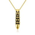 Punk style bullet pendant necklace with skull carvings in gold finish on white background - Gold Color (Pendant Only)