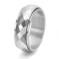 Polierter silberner Spinner-Ring für Damen und Herren mit geometrischer Oberfläche - US 6 / Breiter Stil / Silber