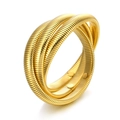 Men's multi-layer gold spiral serpent bracelet in stainless steel with a high polish finish - 8mm / Gold