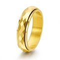 Goldener Spinner-Ring für Damen und Herren mit geometrischer Diamantschliff-Oberfläche - US 6 / Schmaler Stil / Gold