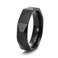 Minimalist black faceted tungsten steel ring with geometric 6mm band for men - US 6 / Black