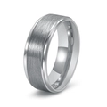 Men's 8mm matte brushed tungsten ring with polished bevel edges and silver-grey finish - US 6 / Silver