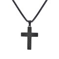Heren zwarte gehamerde kruishanger ketting met een stevige box chain op witte achtergrond - Alleen hanger (geen ketting) / Zwart
