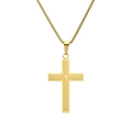 Gouden roestvrijstalen kruishanger ketting met gegraveerd Onze Vader gebed - Enkele Hanger (Goud) / Goud