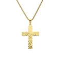 Handgemaakte gouden kruis hanger ketting met gehamerde afwerking voor heren - Alleen hanger (geen ketting) / Goud