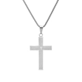 Zilveren roestvrijstalen kruis ketting met gegraveerd Onze Vader gebed op parelketting - Enkele Hanger (Zilver) / Zilver