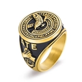 Vintage Philippine Eagles ring van goud en zwart roestvrij staal met adelaarsreliëf - US 8 / Goud