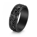 Vintage triangular Eye of Providence men's ring in black titanium steel punk style - US 6 / Black