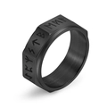 Men's vintage black stainless steel Viking Runic spinner ring with matte finish - US 6 / Black