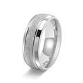 Minimalistischer Ring aus Titanstahl mit Sandstrahl-Textur und polierten Spiegelkanten - US 7 / Silber