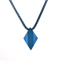 Minimalist blue faceted tungsten steel geometric rhombus pendant necklace for men - Blue Pendant Only (Without Chain)