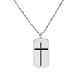 Gepolijste roestvrijstalen kruis hanger ketting met een minimalistisch zilveren army-tag - Alleen hanger / Zilver