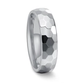 Anello in tungsteno argento da 6mm con sfaccettature geometriche ad esagono di lato - US 6 / Argento