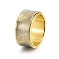 Rotating stainless steel spinner ring with gold engraved ancient Chinese script - US 7 / Gold