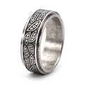 Dettaglio dell'anello rotante in acciaio inossidabile con motivi Evil Eye incisi - US 6 / Argento Antico