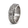 Anello vichingo rotante con nodi celtici e rune norrene in acciaio inossidabile - US 6 / Argento Antico