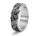 Anello rotante da uomo in acciaio inossidabile con motivo evil eye nero e finitura argento - US 6 / Argento