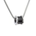 Moderne sechseckige Titanstahl Halskette mit schwarzer Keramik und Schlangenkette - Schwarz (Mit Kette)