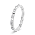 Women's 2mm pyramid stud ring with inlaid diamonds in silver-tone minimalist style - US 5 / Silver