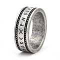 Noordse Viking rune ring in retro titanium staal met gevlochten draadranden op wit - US 6 / Antiek Zilver
