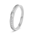 Minimalistischer Edelstahlring für Damen mit Zirkonia-Steinen in glänzender Silber-Optik - US 5 / Silber