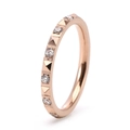Women's rose gold pyramid stud ring with inlaid round zircons in a modern style - US 5 / Rose Gold
