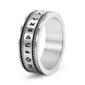 Noordse Viking runenring met gedraaide staaldraad randen van gepolijst zilver titaanstaal - US 6 / Zilver