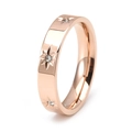 Anillo elegante de acero inoxidable oro rosa 18K con patrón de girasol y pedrería - US 6 / Oro rosa