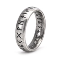 Bague rune viking en acier inoxydable 6mm avec finition argentée rétro et gravure nordique - US 7 / Argent Antique