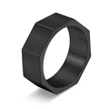 Minimalist black octagonal titanium steel ring with a brushed matte finish for men - US 6 / 8mm / Black