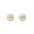 Pair of minimalist daisy flower stud earrings with white petals and yellow centers - Daisy