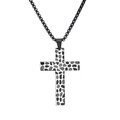 Collana con ciondolo a croce vintage con motivo a ciottoli bianco e nero e catena - Solo Ciondolo (Senza Catena) / Nero