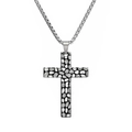 Collana rétro con ciondolo a croce in acciaio al titanio con intarsio bianco e nero - Solo Ciondolo (Senza Catena) / Argento