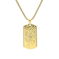 Gouden herenketting met gehamerde dog tag hanger en een kruis van kristallen - Alleen hanger / Goud