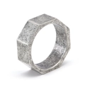 Minimalist octagonal titanium steel ring with a vintage brushed metal texture for men - US 6 / 8mm / Antique Silver